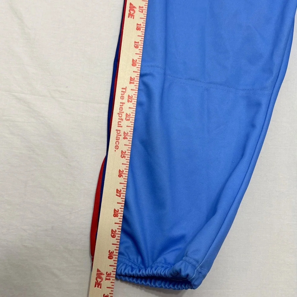 Select Mens Baseball Pants Light Blue Navy Red‎ Stripe Elastic Cuff Size Medium